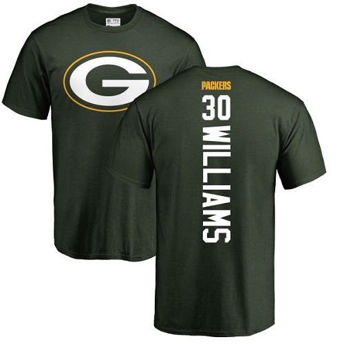 Men Green Bay Packers Green #30 Williams Jamaal Backer Nike NFL T Shirt->nfl t-shirts->Sports Accessory